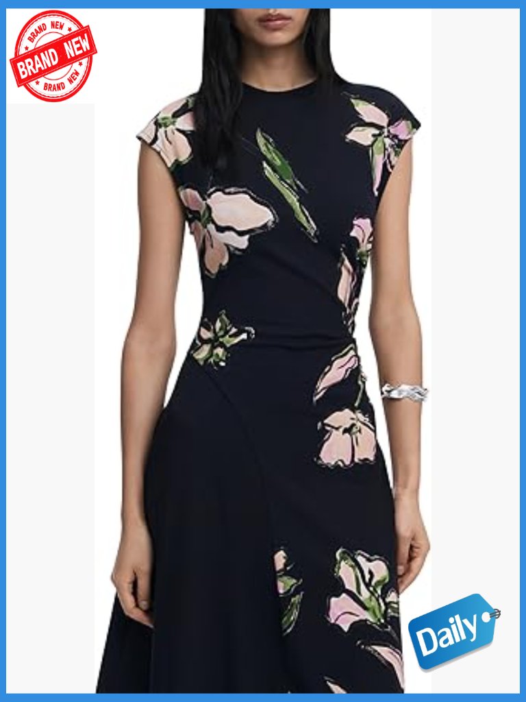 Fit & Flare Midi Dress With Snap Closure